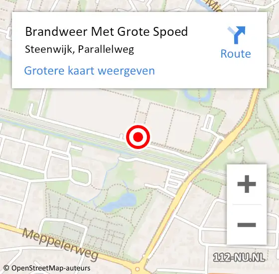 Locatie op kaart van de 112 melding: Brandweer Met Grote Spoed Naar Steenwijk, Parallelweg op 21 maart 2017 09:13