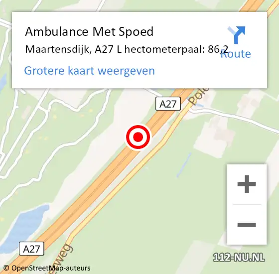 Locatie op kaart van de 112 melding: Ambulance Met Spoed Naar Maartensdijk, A27 L hectometerpaal: 86,2 op 21 maart 2017 09:43