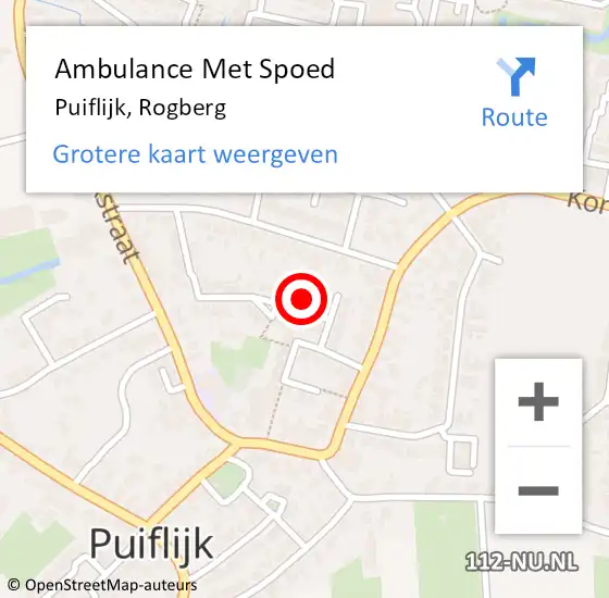 Locatie op kaart van de 112 melding: Ambulance Met Spoed Naar Puiflijk, Rogberg op 21 maart 2017 10:04