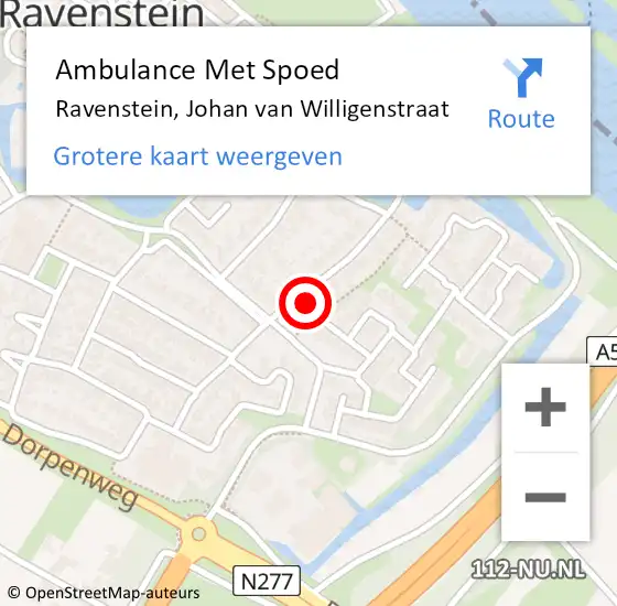 Locatie op kaart van de 112 melding: Ambulance Met Spoed Naar Ravenstein, Johan van Willigenstraat op 21 maart 2017 10:06