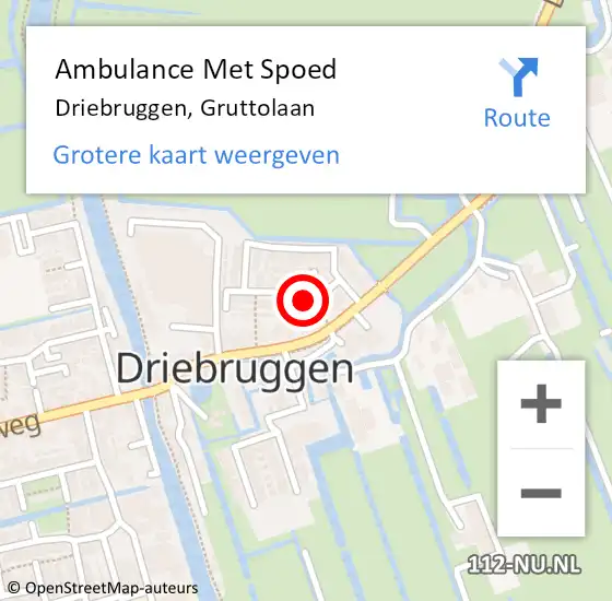 Locatie op kaart van de 112 melding: Ambulance Met Spoed Naar Driebruggen, Gruttolaan op 21 maart 2017 10:13