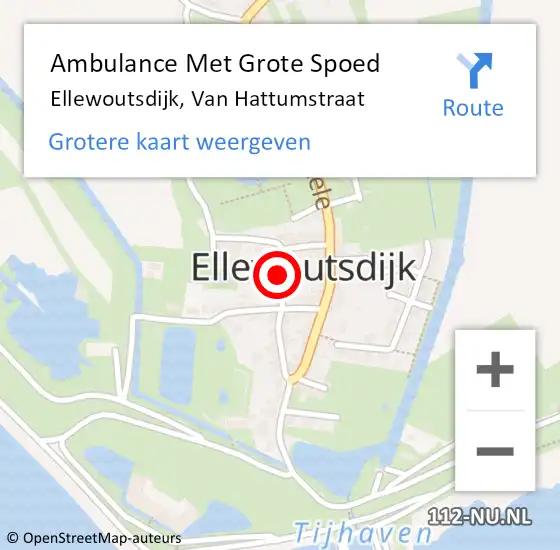 Locatie op kaart van de 112 melding: Ambulance Met Grote Spoed Naar Ellewoutsdijk, Van Hattumstraat op 21 maart 2017 10:38