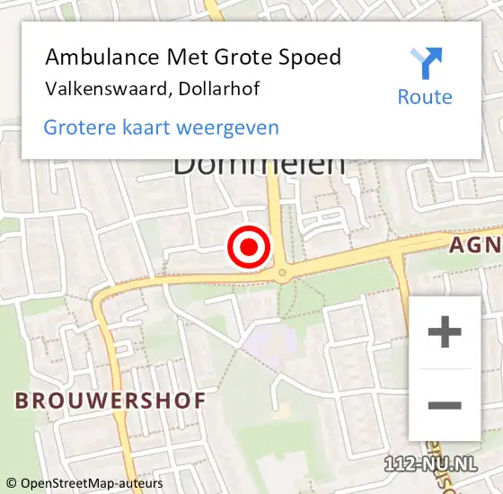 Locatie op kaart van de 112 melding: Ambulance Met Grote Spoed Naar Valkenswaard, Dollarhof op 21 maart 2017 11:13