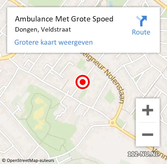 Locatie op kaart van de 112 melding: Ambulance Met Grote Spoed Naar Dongen, Veldstraat op 21 maart 2017 11:17