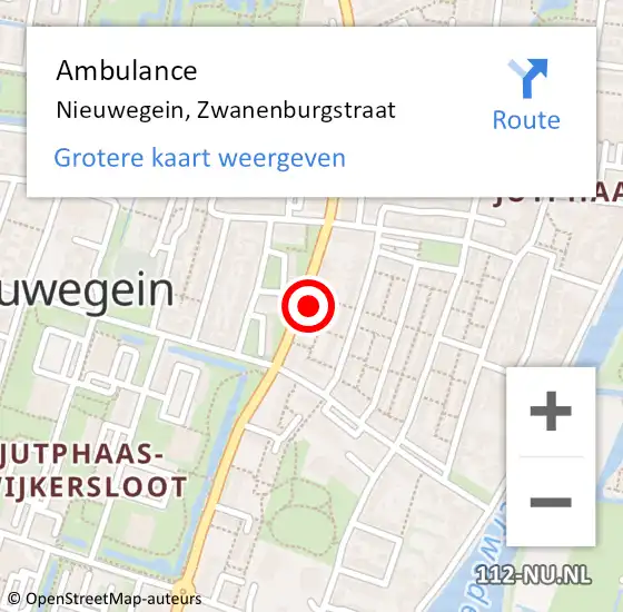 Locatie op kaart van de 112 melding: Ambulance Nieuwegein, Zwanenburgstraat op 21 maart 2017 11:46