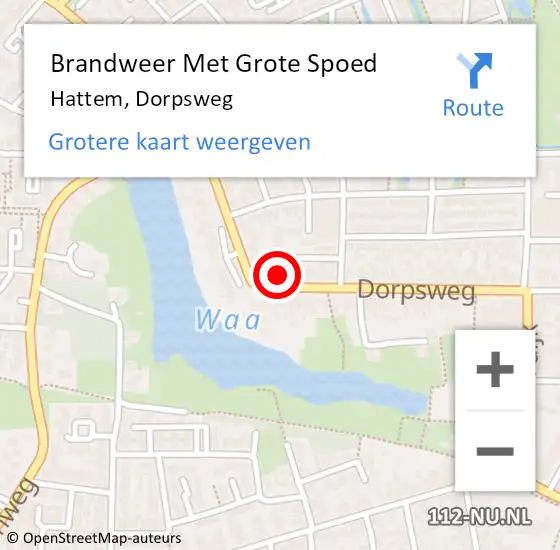 Locatie op kaart van de 112 melding: Brandweer Met Grote Spoed Naar Hattem, Dorpsweg op 21 maart 2017 11:52