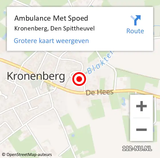 Locatie op kaart van de 112 melding: Ambulance Met Spoed Naar Kronenberg, Den Spittheuvel op 14 januari 2014 15:19