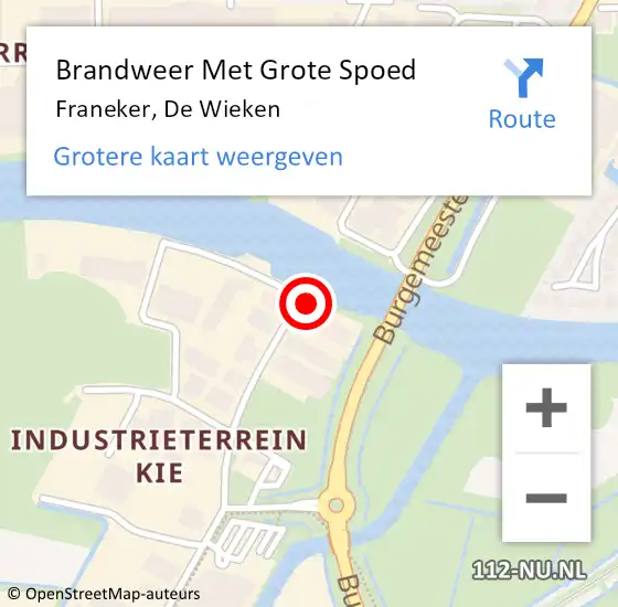 Locatie op kaart van de 112 melding: Brandweer Met Grote Spoed Naar Franeker, De Wieken op 21 maart 2017 12:42