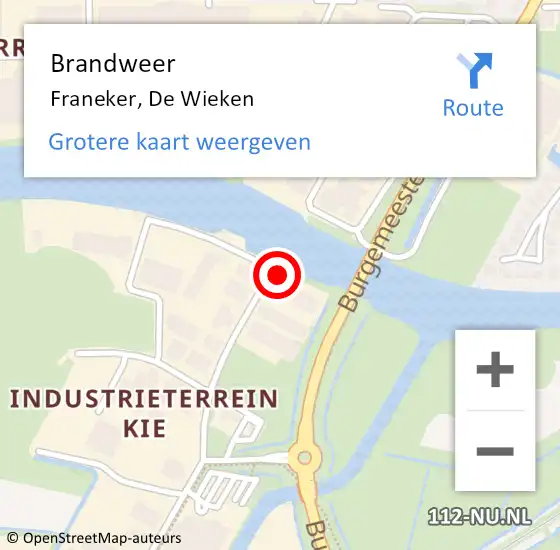 Locatie op kaart van de 112 melding: Brandweer Franeker, De Wieken op 21 maart 2017 13:23