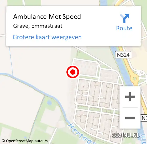 Locatie op kaart van de 112 melding: Ambulance Met Spoed Naar Grave, Emmastraat op 21 maart 2017 13:39