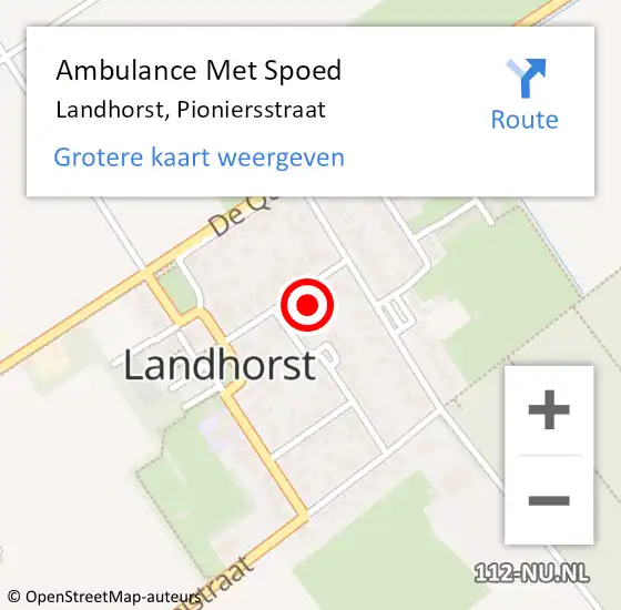 Locatie op kaart van de 112 melding: Ambulance Met Spoed Naar Landhorst, Pioniersstraat op 21 maart 2017 14:18