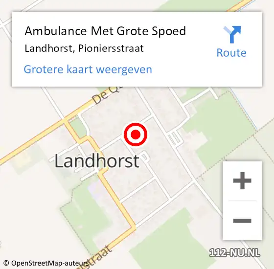 Locatie op kaart van de 112 melding: Ambulance Met Grote Spoed Naar Landhorst, Pioniersstraat op 21 maart 2017 14:25