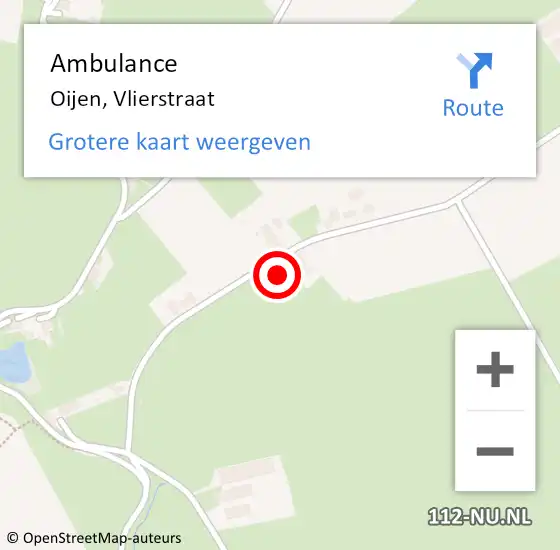 Locatie op kaart van de 112 melding: Ambulance Oijen, Vlierstraat op 21 maart 2017 14:35