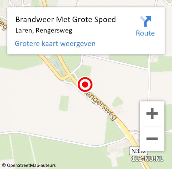 Locatie op kaart van de 112 melding: Brandweer Met Grote Spoed Naar Laren, Rengersweg op 21 maart 2017 14:38