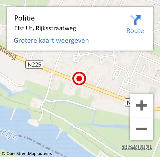 Locatie op kaart van de 112 melding: Politie Elst Ut, Rijksstraatweg op 21 maart 2017 16:14