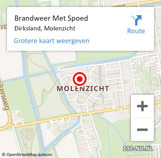 Locatie op kaart van de 112 melding: Brandweer Met Spoed Naar Dirksland, Molenzicht op 21 maart 2017 17:40