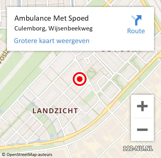 Locatie op kaart van de 112 melding: Ambulance Met Spoed Naar Culemborg, Wijsenbeekweg op 21 maart 2017 18:13