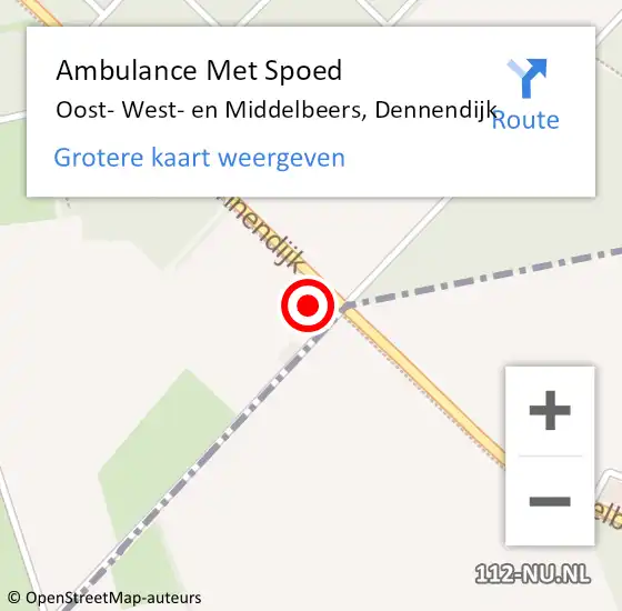 Locatie op kaart van de 112 melding: Ambulance Met Spoed Naar Oost- West- en Middelbeers, Dennendijk op 21 maart 2017 18:44