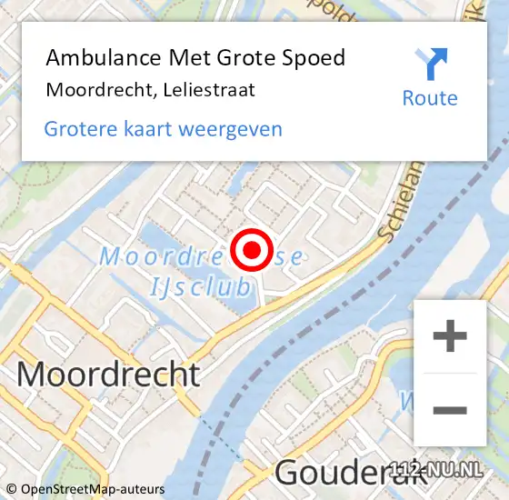 Locatie op kaart van de 112 melding: Ambulance Met Grote Spoed Naar Moordrecht, Leliestraat op 21 maart 2017 18:53