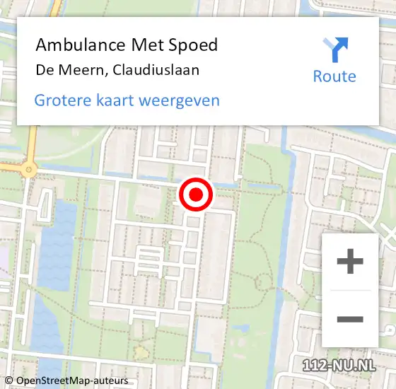 Locatie op kaart van de 112 melding: Ambulance Met Spoed Naar De Meern, Claudiuslaan op 21 maart 2017 19:00