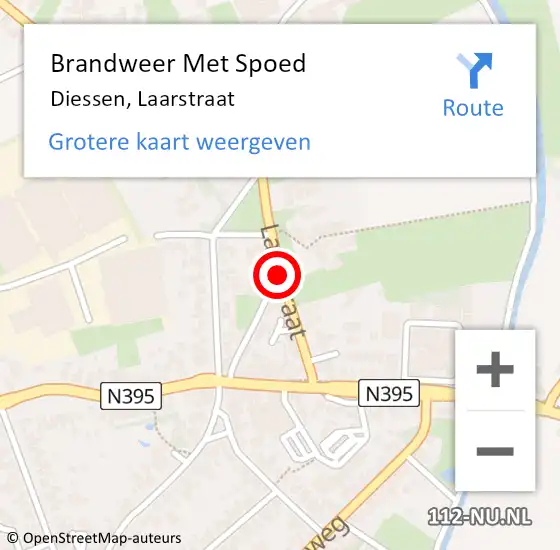 Locatie op kaart van de 112 melding: Brandweer Met Spoed Naar Diessen, Laarstraat op 21 maart 2017 19:03