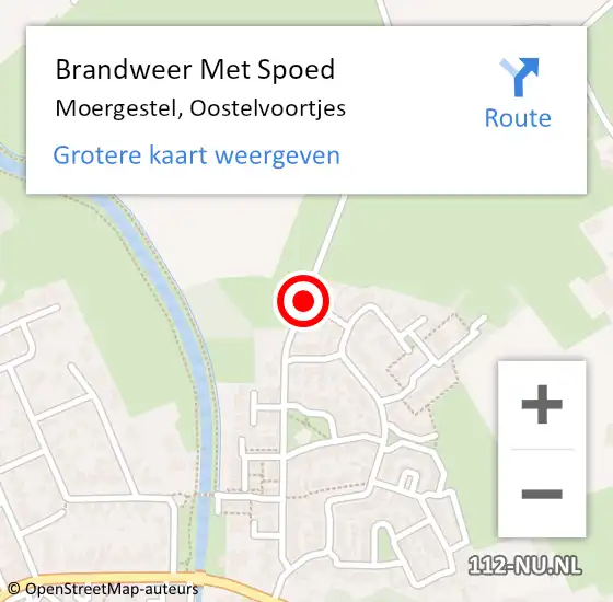 Locatie op kaart van de 112 melding: Brandweer Met Spoed Naar Moergestel, Oostelvoortjes op 21 maart 2017 19:09