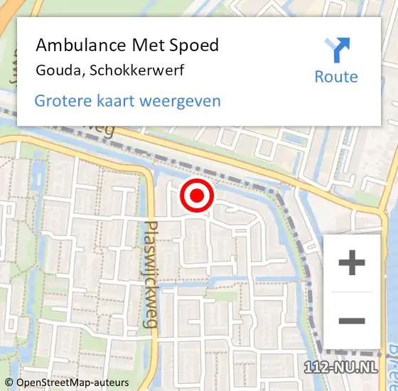 Locatie op kaart van de 112 melding: Ambulance Met Spoed Naar Gouda, Schokkerwerf op 21 maart 2017 20:56