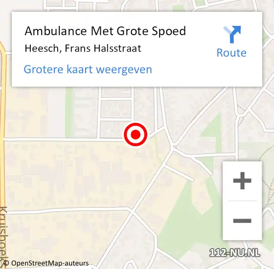 Locatie op kaart van de 112 melding: Ambulance Met Grote Spoed Naar Heesch, Frans Halsstraat op 21 maart 2017 21:01