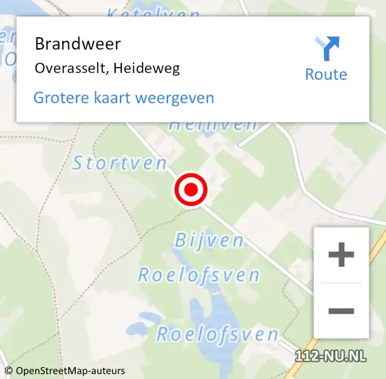 Locatie op kaart van de 112 melding: Brandweer Overasselt, Heideweg op 21 maart 2017 22:08