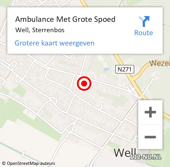 Locatie op kaart van de 112 melding: Ambulance Met Grote Spoed Naar Well, Sterrenbos op 21 maart 2017 22:24