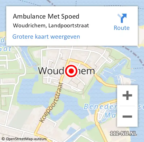 Locatie op kaart van de 112 melding: Ambulance Met Spoed Naar Woudrichem, Landpoortstraat op 21 maart 2017 23:08