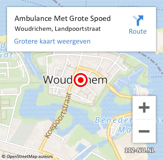 Locatie op kaart van de 112 melding: Ambulance Met Grote Spoed Naar Woudrichem, Landpoortstraat op 21 maart 2017 23:10