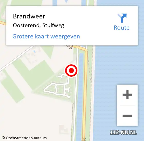 Locatie op kaart van de 112 melding: Brandweer Oosterend, Stuifweg op 21 maart 2017 23:35