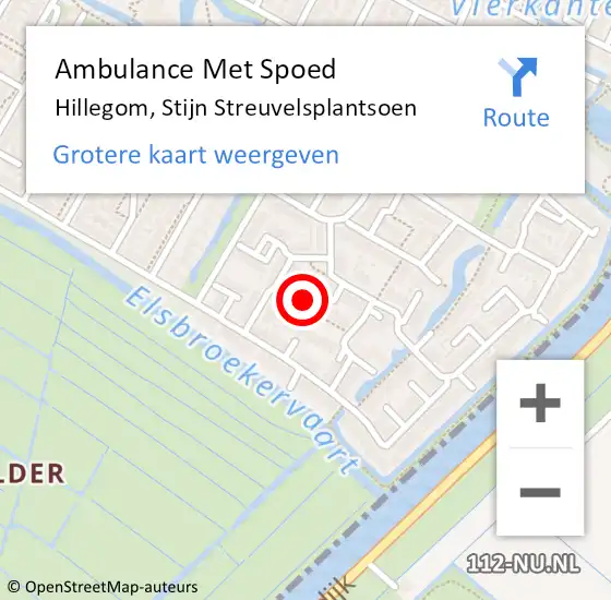 Locatie op kaart van de 112 melding: Ambulance Met Spoed Naar Hillegom, Stijn Streuvelsplantsoen op 22 maart 2017 00:06