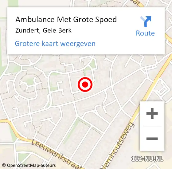 Locatie op kaart van de 112 melding: Ambulance Met Grote Spoed Naar Zundert, Gele Berk op 22 maart 2017 00:11