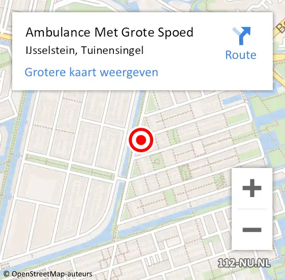 Locatie op kaart van de 112 melding: Ambulance Met Grote Spoed Naar IJsselstein, Tuinensingel op 22 maart 2017 00:35