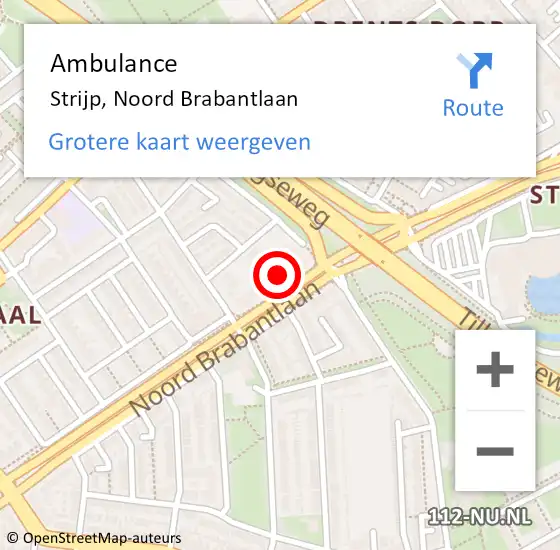 Locatie op kaart van de 112 melding: Ambulance Strijp, Noord Brabantlaan op 22 maart 2017 01:08