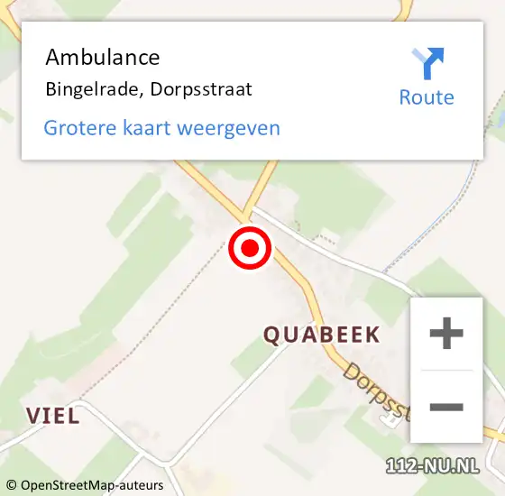 Locatie op kaart van de 112 melding: Ambulance Bingelrade, Dorpsstraat op 14 januari 2014 16:31