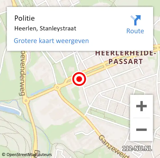 Locatie op kaart van de 112 melding: Politie Heerlen, Stanleystraat op 22 maart 2017 03:10