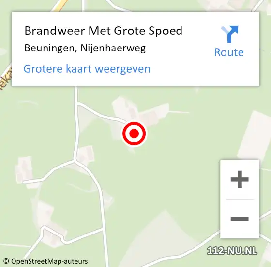 Locatie op kaart van de 112 melding: Brandweer Met Grote Spoed Naar Beuningen, Nijenhaerweg op 22 maart 2017 06:09