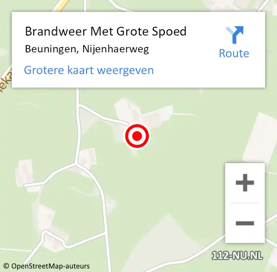 Locatie op kaart van de 112 melding: Brandweer Met Grote Spoed Naar Beuningen, Nijenhaerweg op 22 maart 2017 06:17