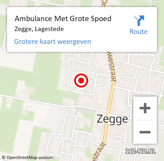 Locatie op kaart van de 112 melding: Ambulance Met Grote Spoed Naar Zegge, Lagestede op 22 maart 2017 07:11