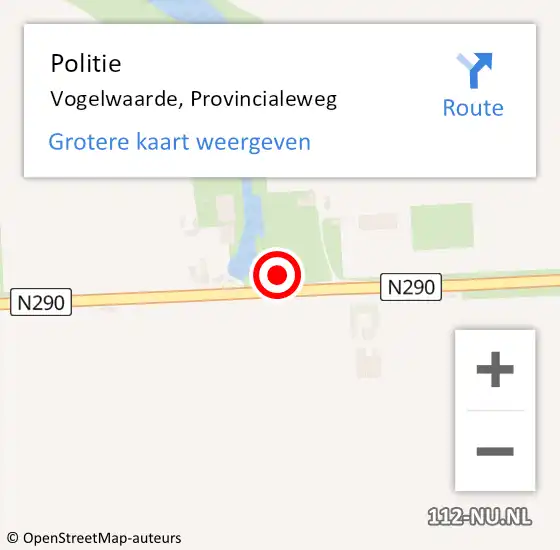 Locatie op kaart van de 112 melding: Politie Vogelwaarde, Provincialeweg op 22 maart 2017 07:39