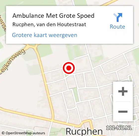 Locatie op kaart van de 112 melding: Ambulance Met Grote Spoed Naar Rucphen, van den Houtestraat op 22 maart 2017 07:54