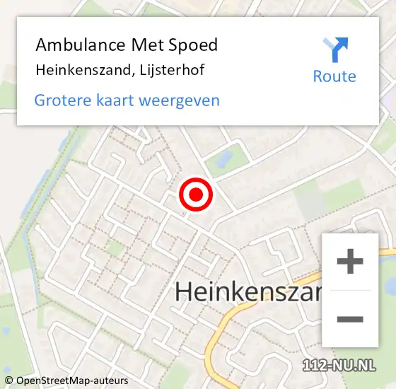 Locatie op kaart van de 112 melding: Ambulance Met Spoed Naar Heinkenszand, Lijsterhof op 22 maart 2017 08:22