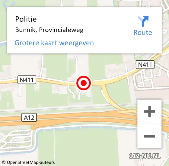 Locatie op kaart van de 112 melding: Politie Bunnik, Provincialeweg op 22 maart 2017 08:23