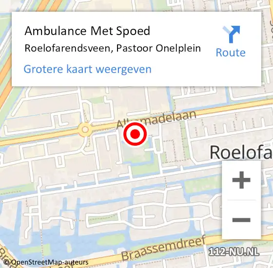 Locatie op kaart van de 112 melding: Ambulance Met Spoed Naar Roelofarendsveen, Pastoor Onelplein op 22 maart 2017 09:33