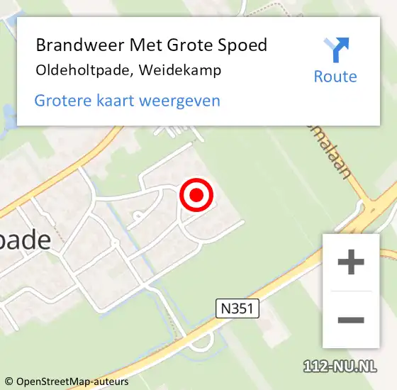 Locatie op kaart van de 112 melding: Brandweer Met Grote Spoed Naar Oldeholtpade, Weidekamp op 22 maart 2017 10:09