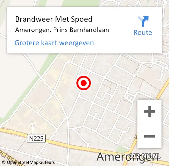 Locatie op kaart van de 112 melding: Brandweer Met Spoed Naar Amerongen, Prins Bernhardlaan op 22 maart 2017 10:31