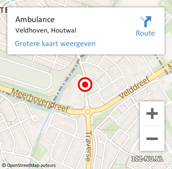 Locatie op kaart van de 112 melding: Ambulance Veldhoven, Houtwal op 22 maart 2017 10:42